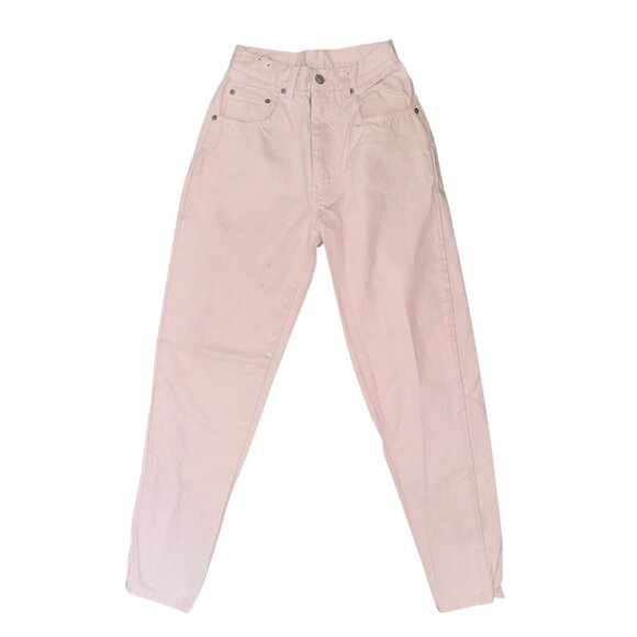 Vintage Jordache Skinny Tapered Leg Juniors Jeans 7 8 27 Pink Heart Buttons - Picture 2 of 9